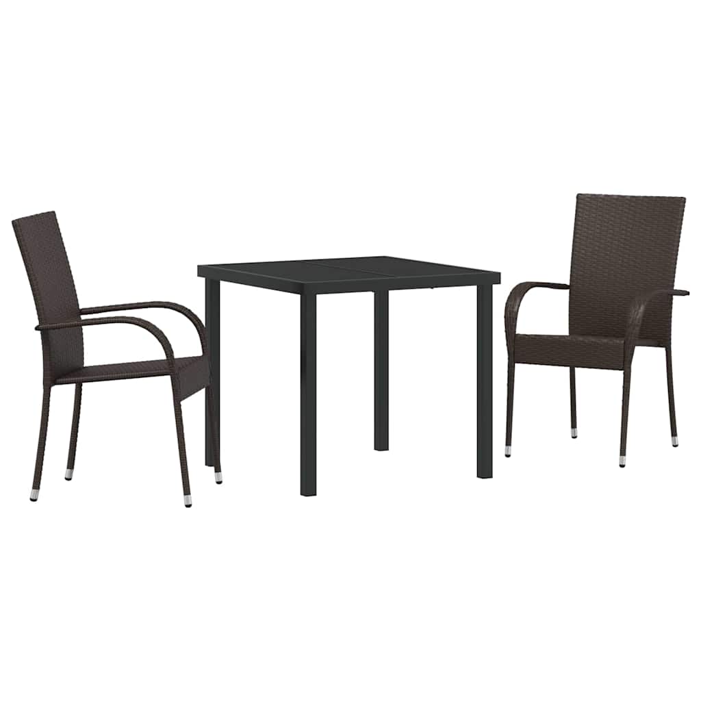 Ensemble de salle à manger pour jardin 3 pcs Marron - XIOS
