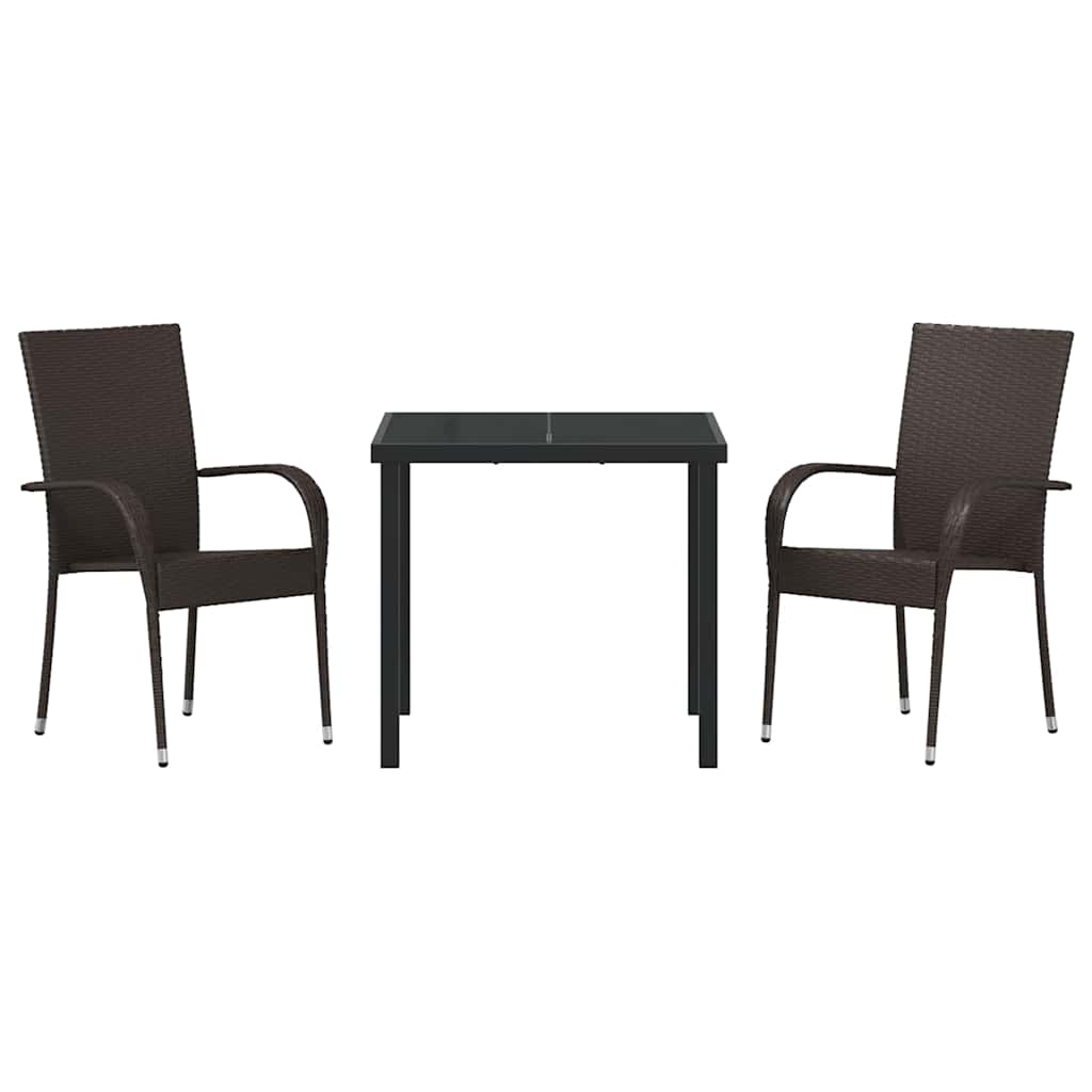 Ensemble de salle à manger pour jardin 3 pcs Marron - XIOS