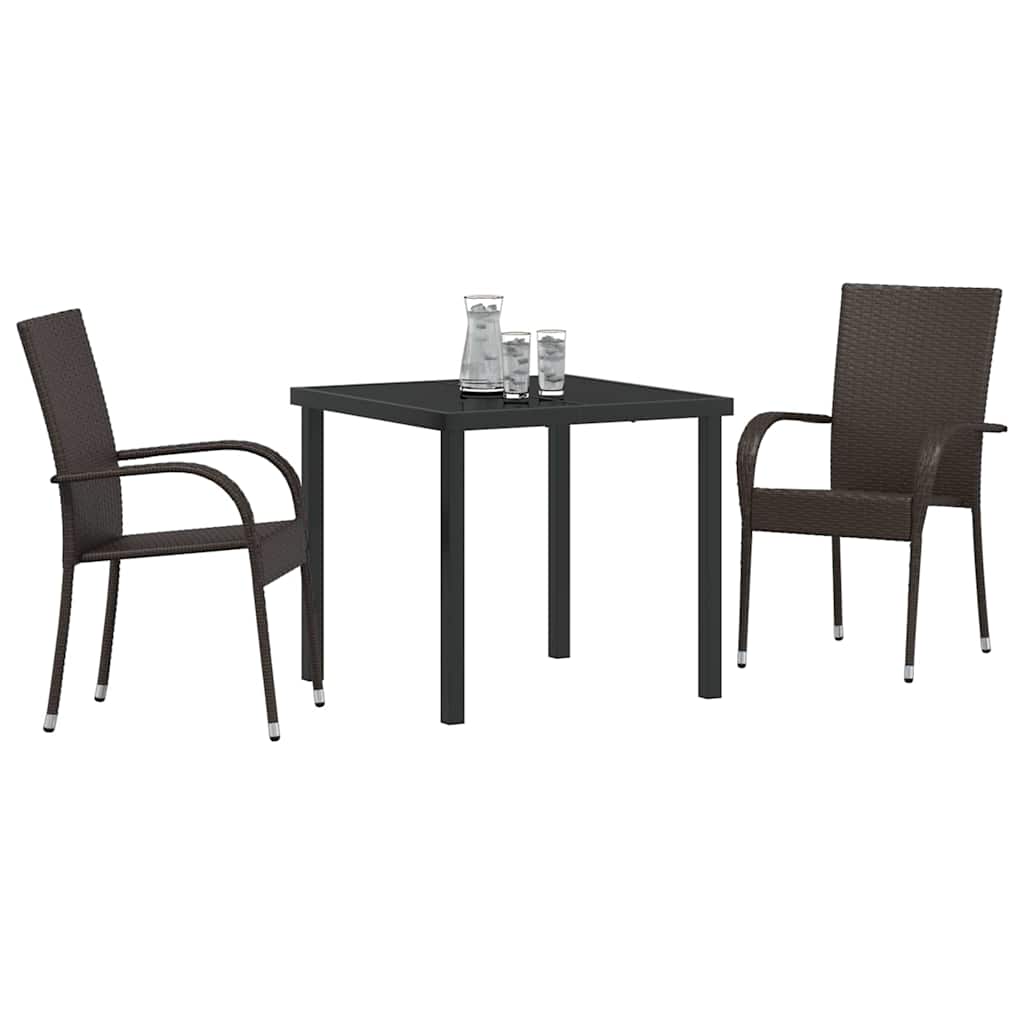 Ensemble de salle à manger pour jardin 3 pcs Marron - XIOS