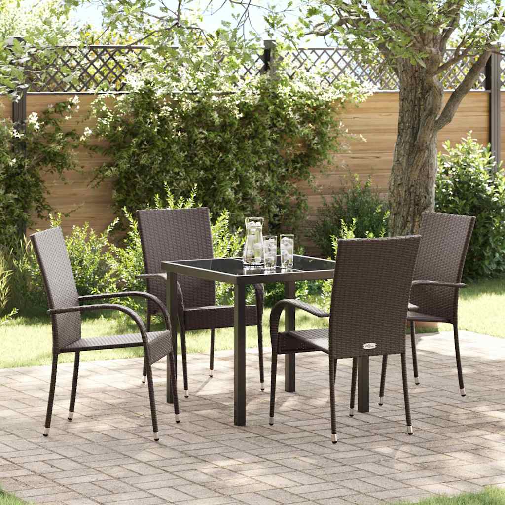 Ensemble de salle à manger pour jardin 5 pcs Marron - XIOS