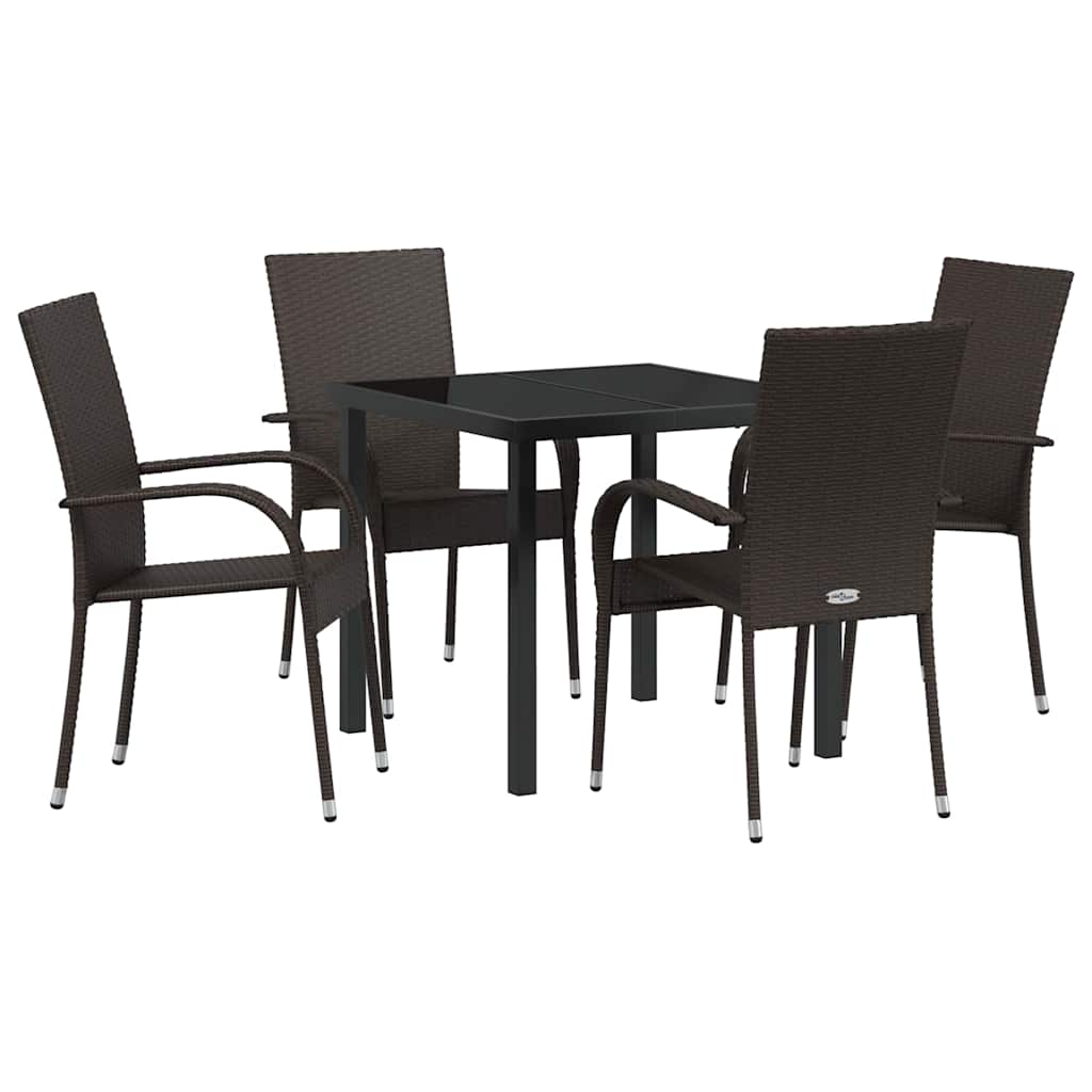 Ensemble de salle à manger pour jardin 5 pcs Marron - XIOS