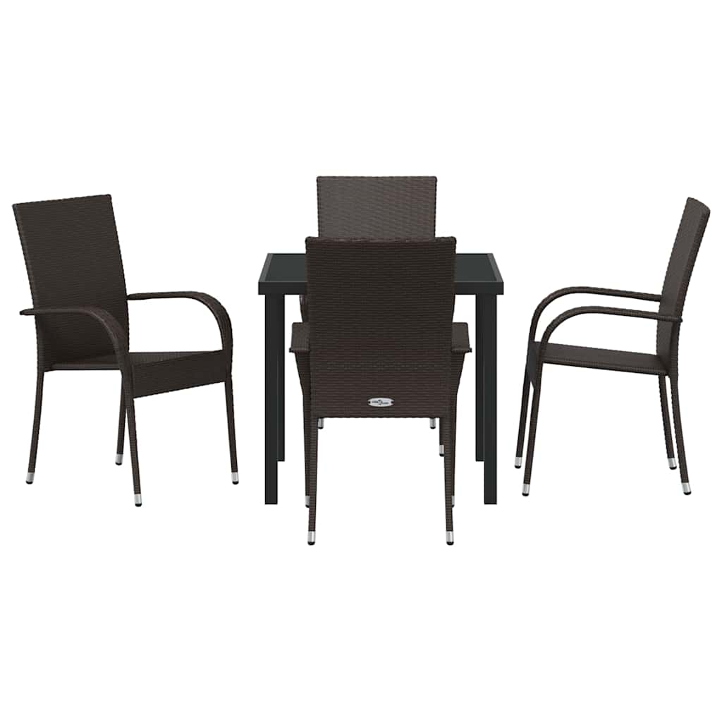Ensemble de salle à manger pour jardin 5 pcs Marron - XIOS