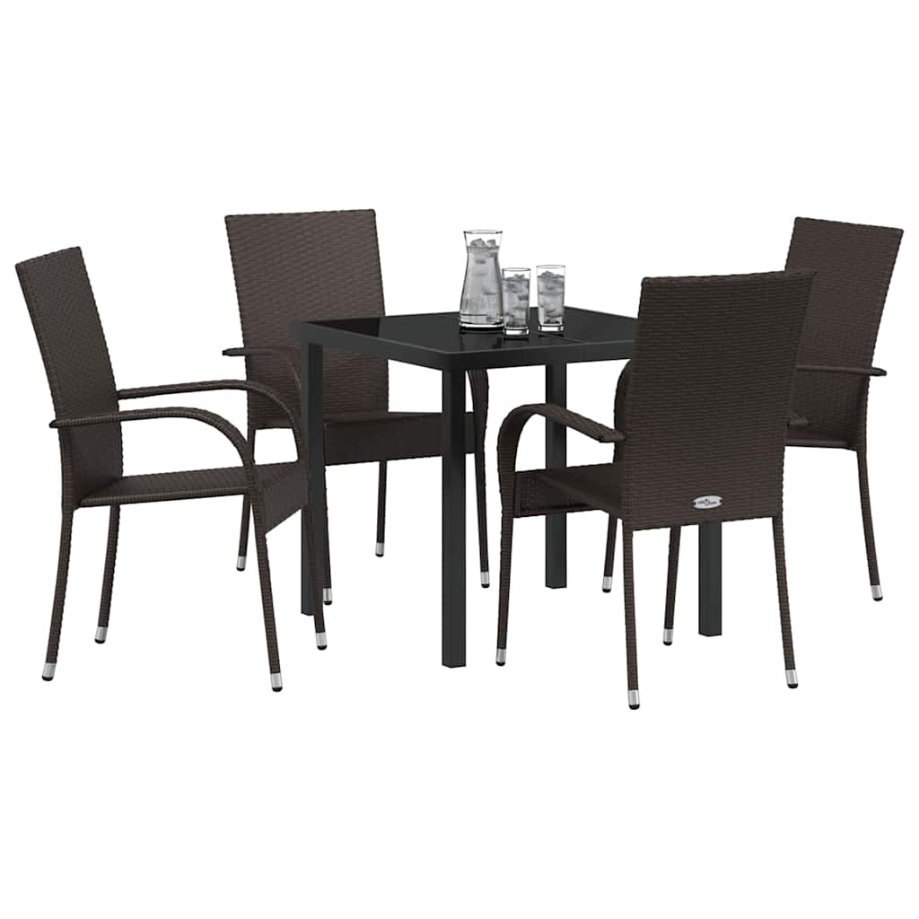 Ensemble de salle à manger pour jardin 5 pcs Marron - XIOS