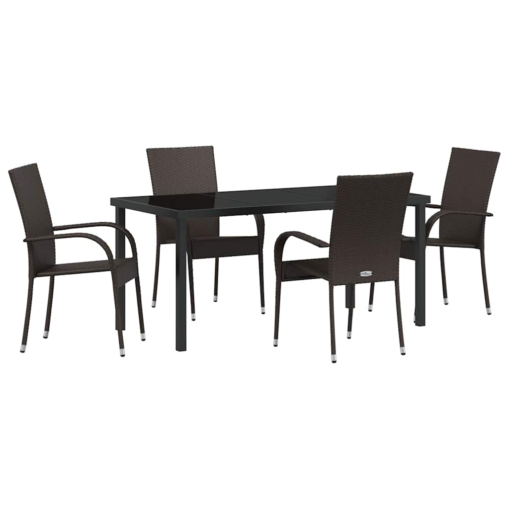 Ensemble de salle à manger pour jardin 5 pcs Marron - XIOS