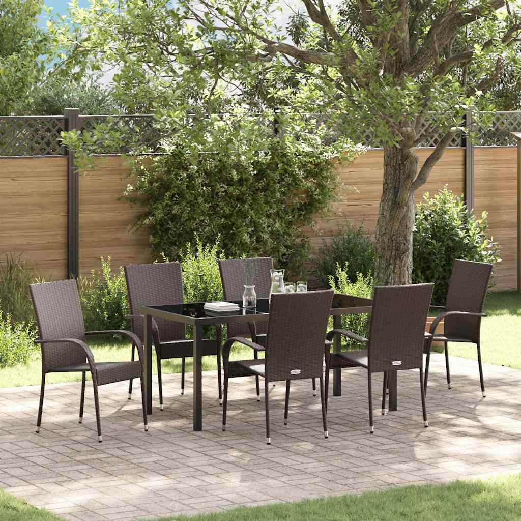 Ensemble de salle à manger pour jardin 7 pcs Marron - XIOS