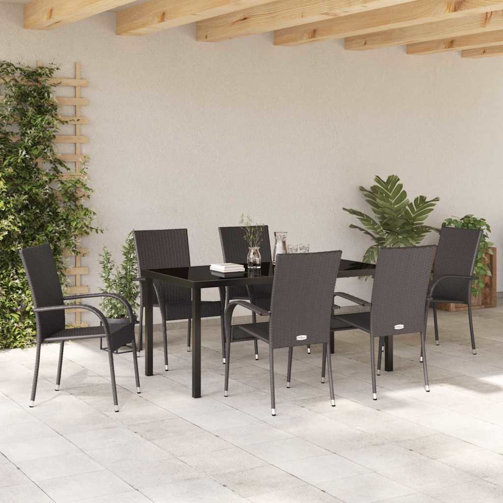 Ensemble de salle à manger pour jardin 7 pcs Marron - XIOS