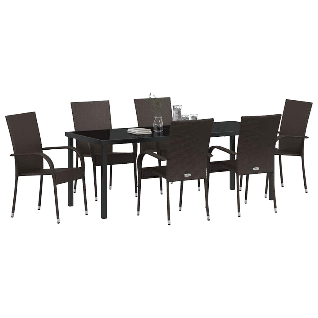 Ensemble de salle à manger pour jardin 7 pcs Marron - XIOS