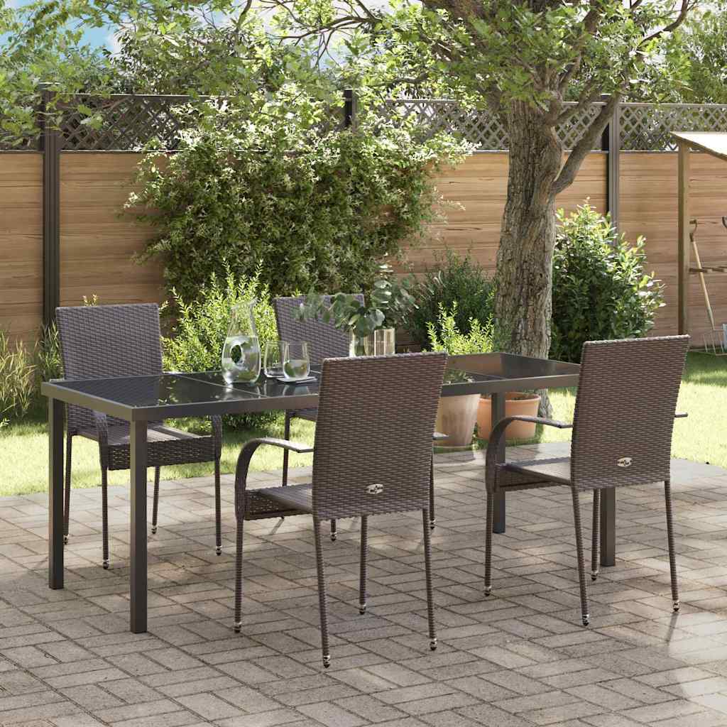 Ensemble de salle à manger pour jardin 5 pcs Marron - XIOS