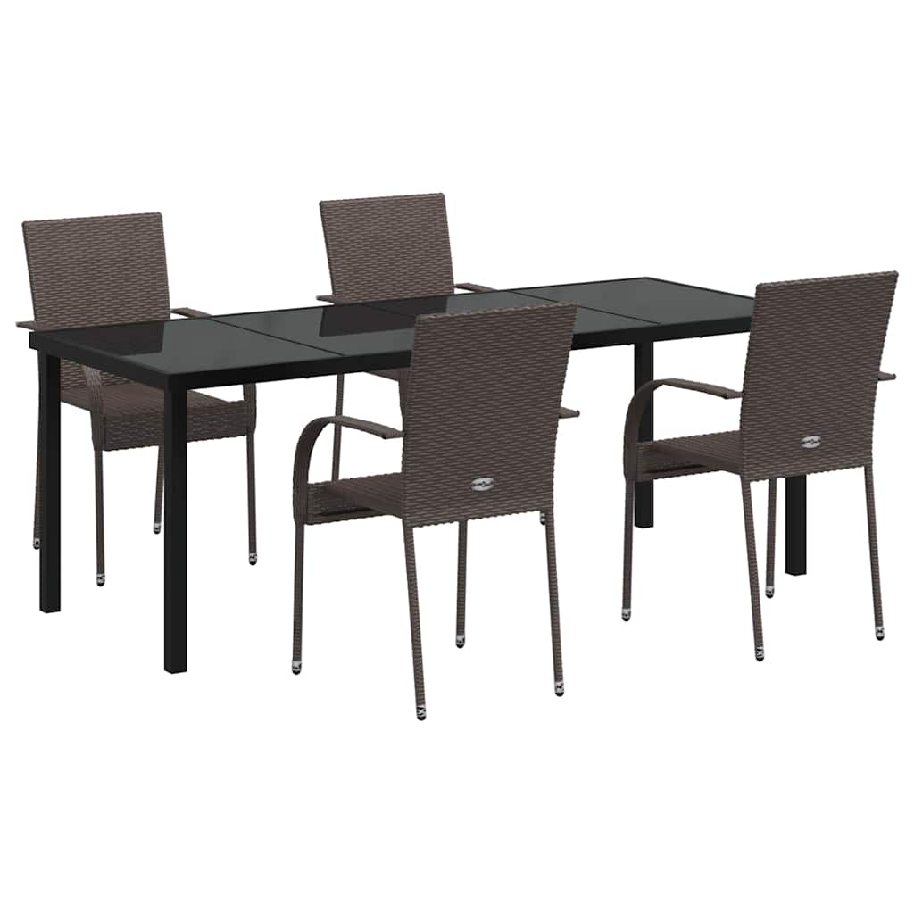 Ensemble de salle à manger pour jardin 5 pcs Marron - XIOS