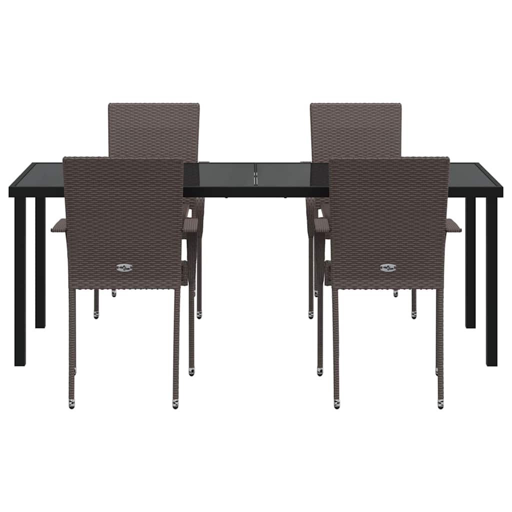 Ensemble de salle à manger pour jardin 5 pcs Marron - XIOS