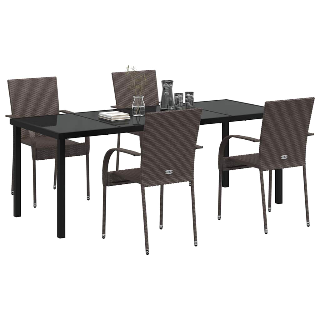 Ensemble de salle à manger pour jardin 5 pcs Marron - XIOS