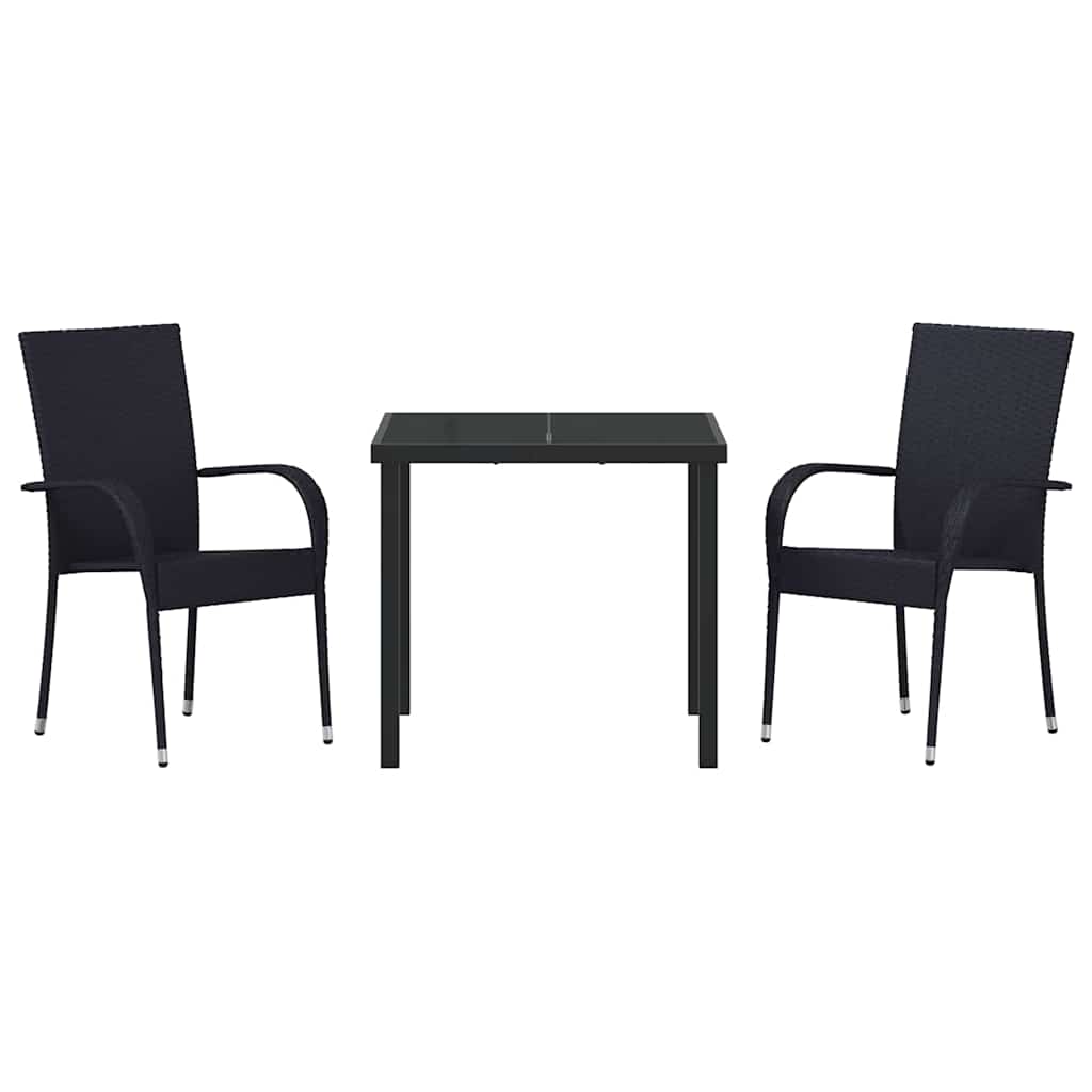 Ensemble de salle à manger pour jardin 3 pcs Noir - XIOS