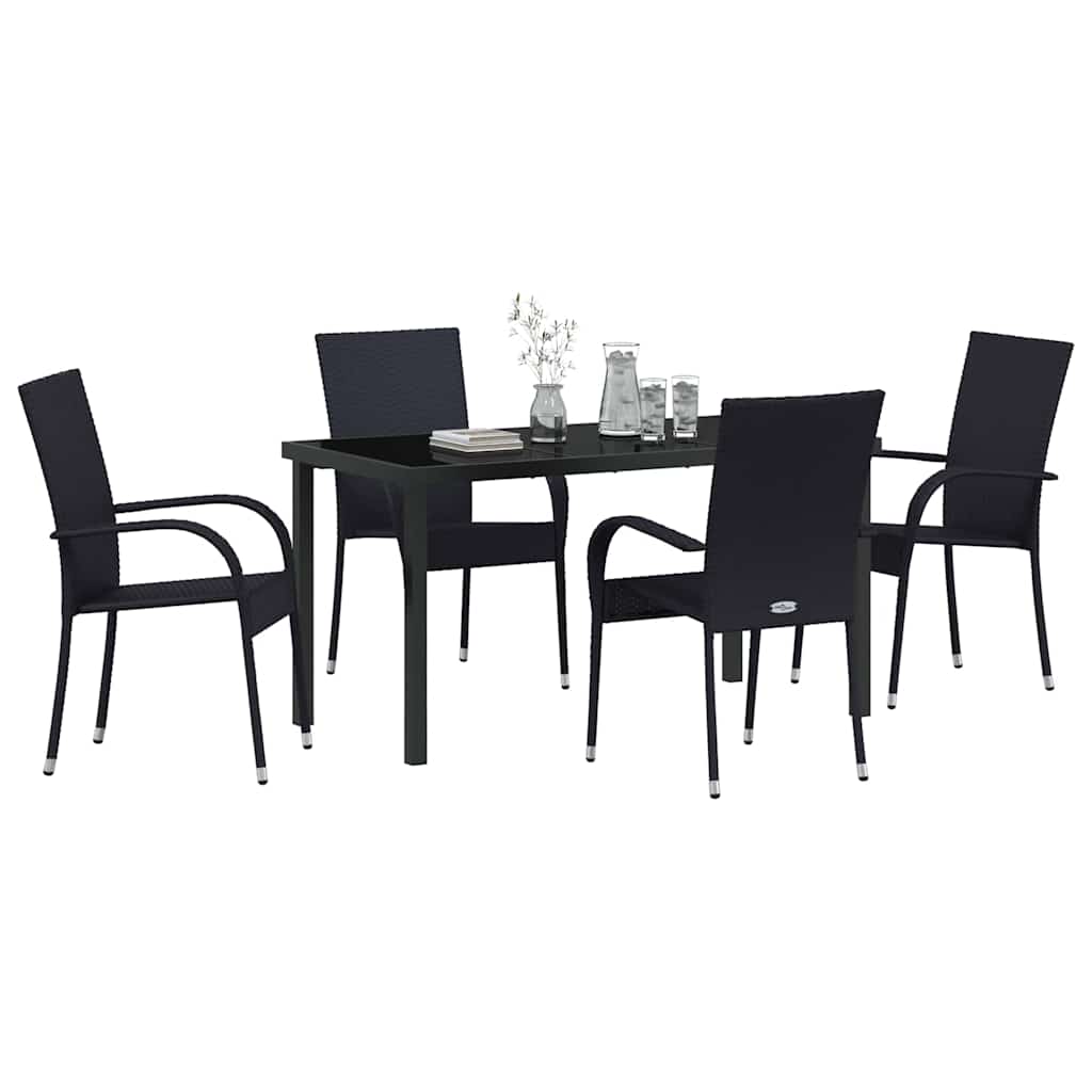 Ensemble de salle à manger pour jardin 5 pcs Noir - XIOS
