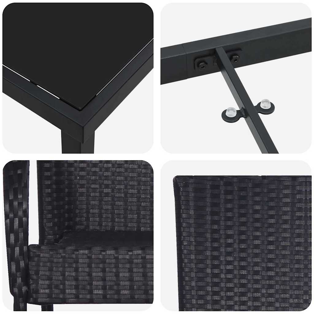 Ensemble de salle à manger pour jardin 5 pcs Noir - XIOS