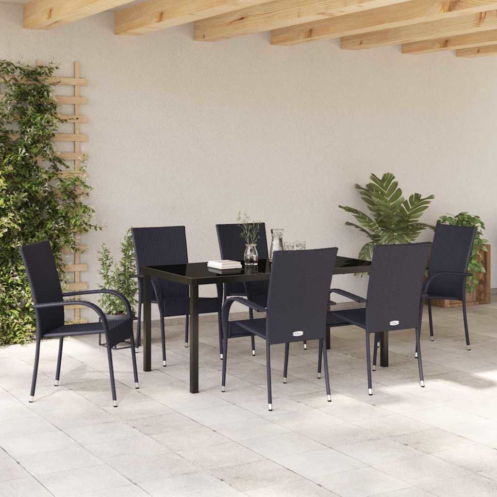Ensemble de salle à manger pour jardin 7 pcs Noir - XIOS