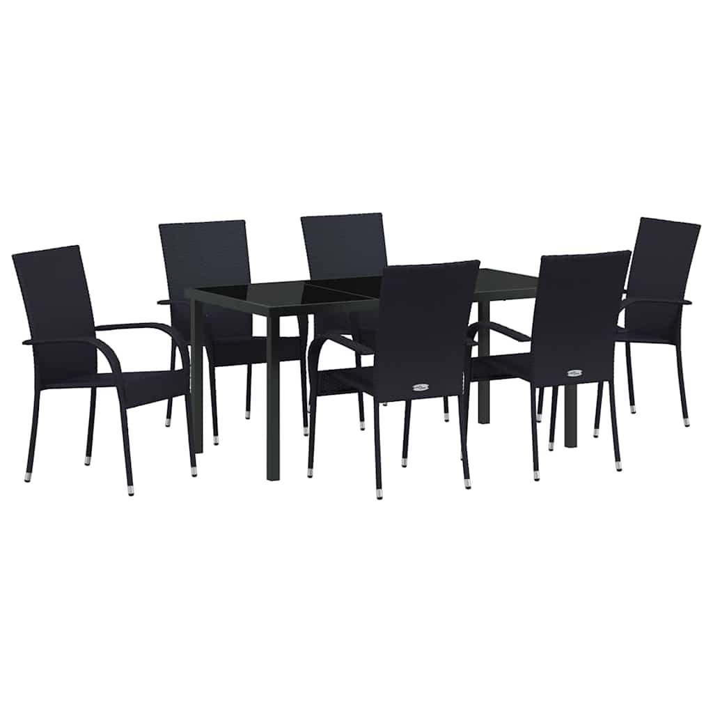 Ensemble de salle à manger pour jardin 7 pcs Noir - XIOS