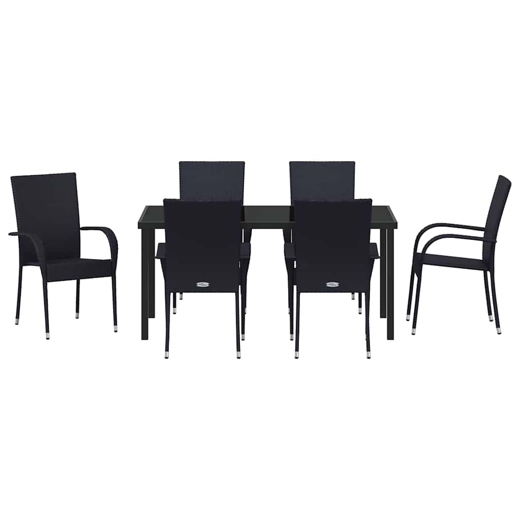 Ensemble de salle à manger pour jardin 7 pcs Noir - XIOS