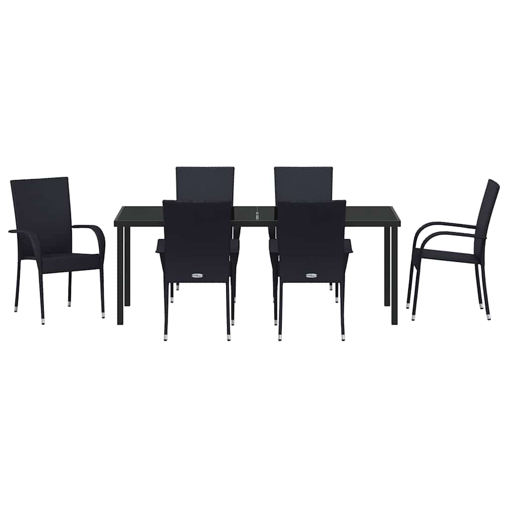 Ensemble de salle à manger pour jardin 7 pcs Noir - XIOS