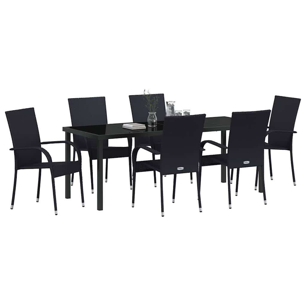 Ensemble de salle à manger pour jardin 7 pcs Noir - XIOS