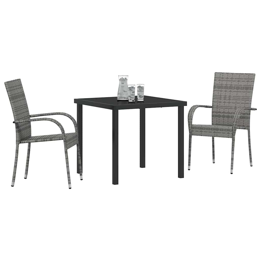Ensemble de salle à manger pour jardin 3 pcs Gris - XIOS