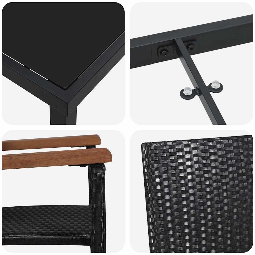 Ensemble de salle à manger pour jardin 5 pcs Noir - XIOS