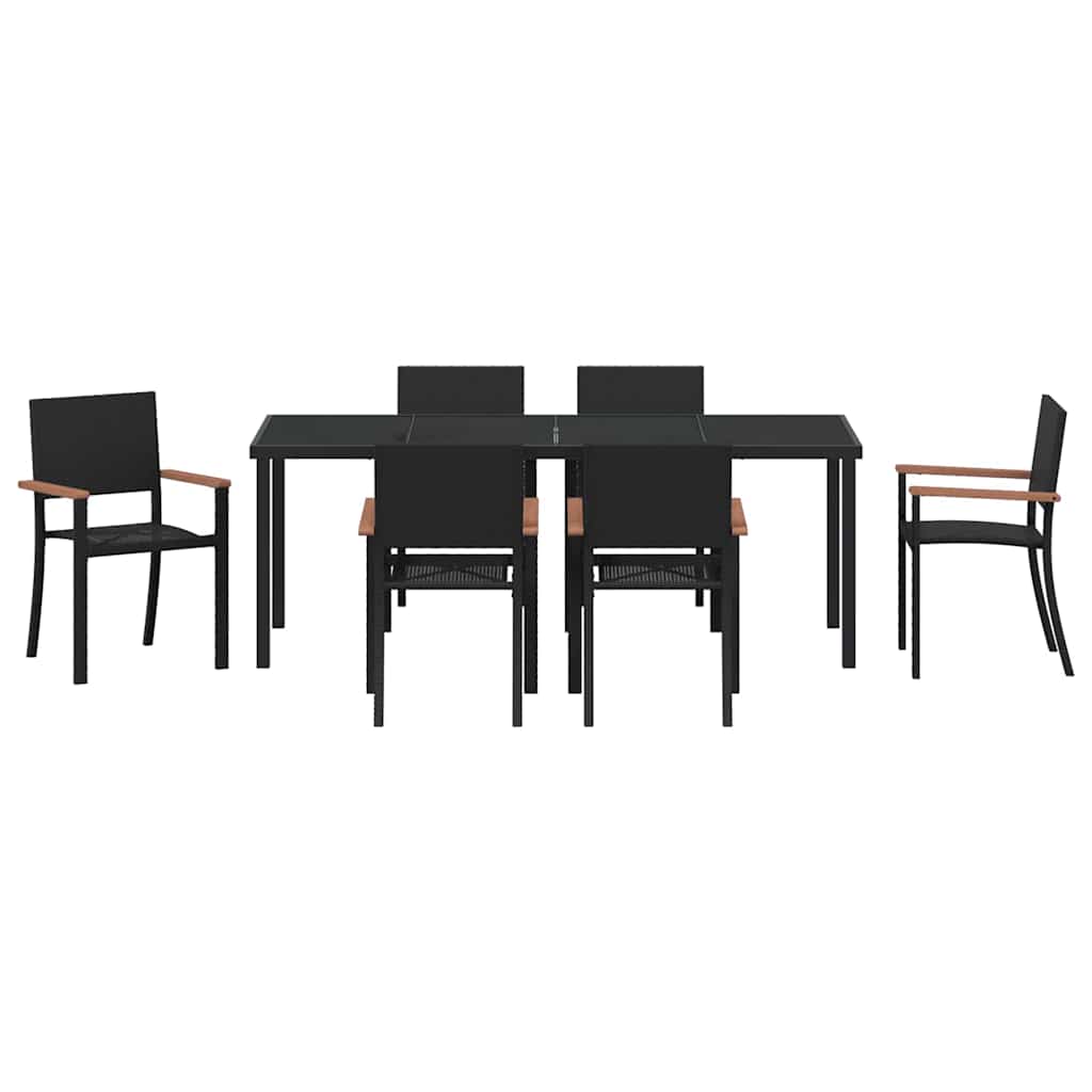 Ensemble de salle à manger pour jardin 7 pcs Noir - XIOS