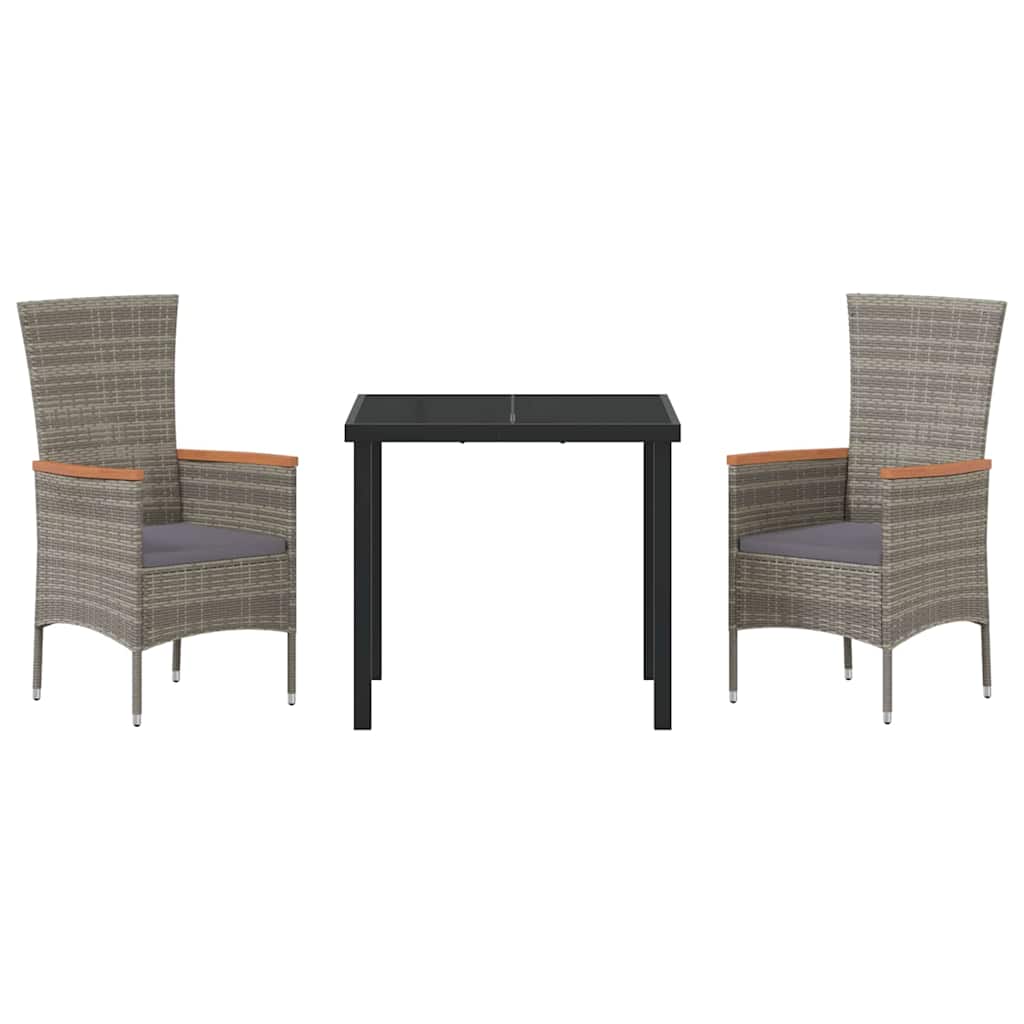 Ensemble de salle à manger pour jardin avec coussin 3 pcs Gris - XIOS