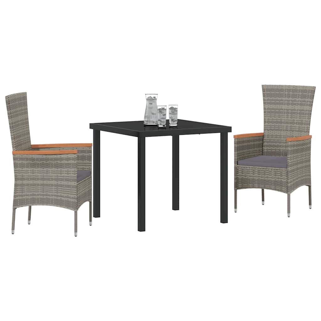 Ensemble de salle à manger pour jardin avec coussin 3 pcs Gris - XIOS