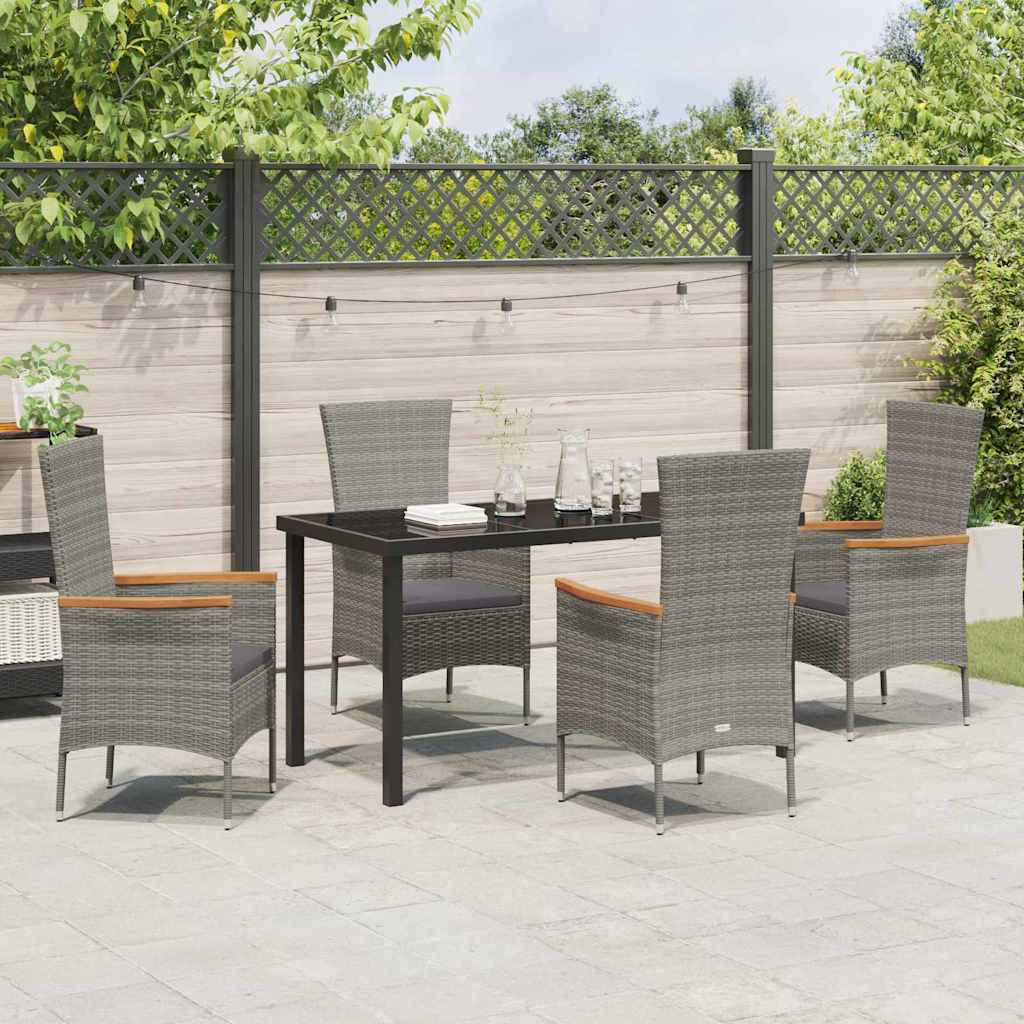 Ensemble de salle à manger pour jardin avec coussin 5 pcs Gris - XIOS
