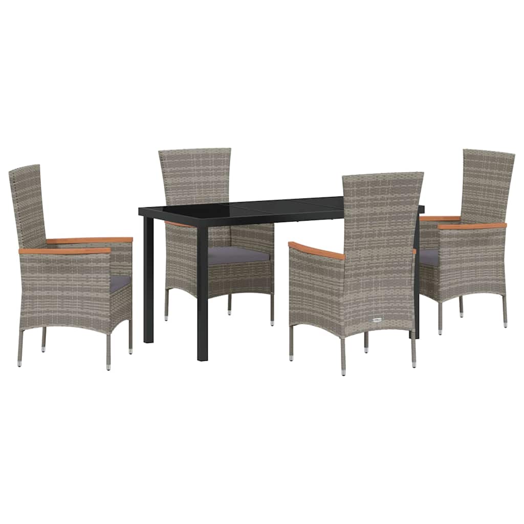 Ensemble de salle à manger pour jardin avec coussin 5 pcs Gris - XIOS