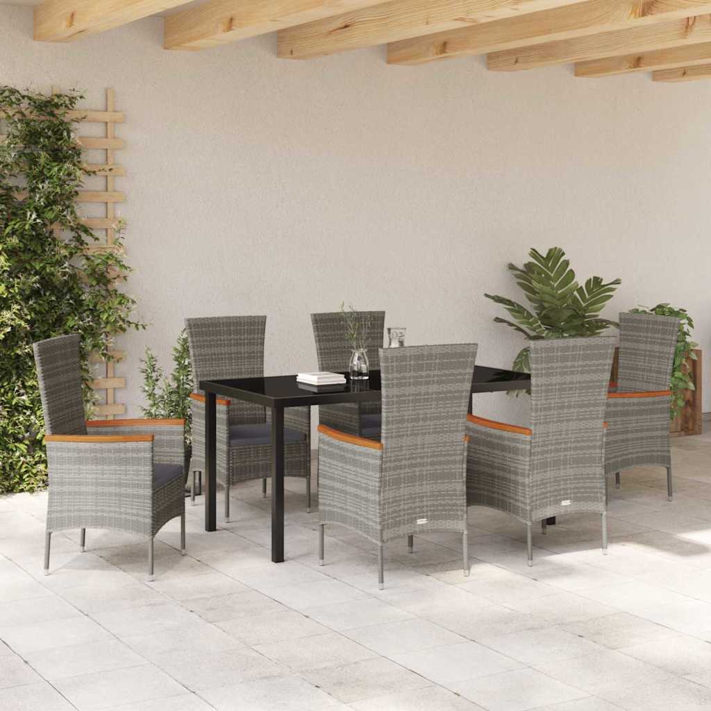 Ensemble de salle à manger pour jardin avec coussin 7 pcs Gris - XIOS