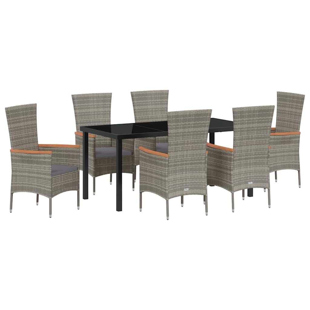 Ensemble de salle à manger pour jardin avec coussin 7 pcs Gris - XIOS