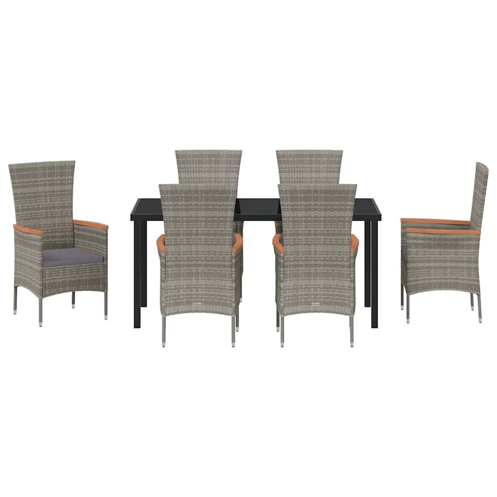 Ensemble de salle à manger pour jardin avec coussin 7 pcs Gris - XIOS