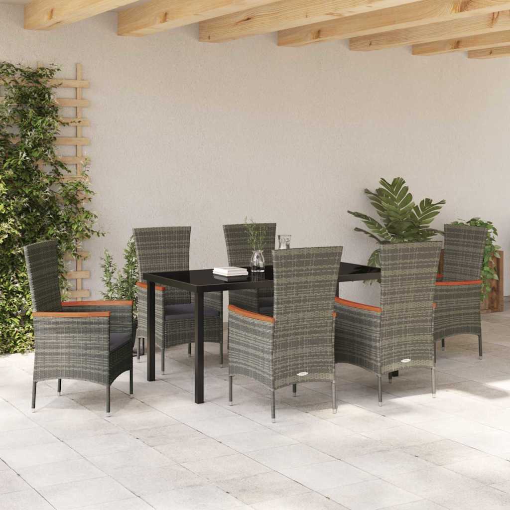 Ensemble de salle à manger pour jardin avec coussin 7 pcs Gris - XIOS