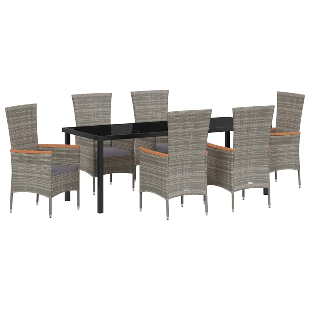 Ensemble de salle à manger pour jardin avec coussin 7 pcs Gris - XIOS