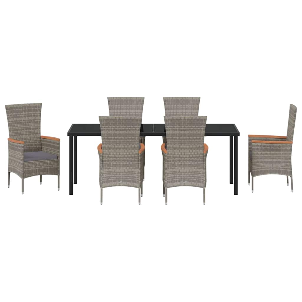 Ensemble de salle à manger pour jardin avec coussin 7 pcs Gris - XIOS