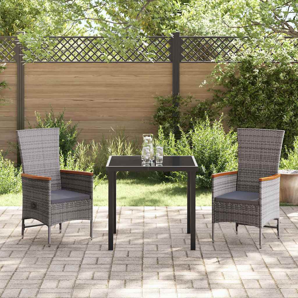 Ensemble de salle à manger pour jardin avec coussin 3 pcs Gris - XIOS