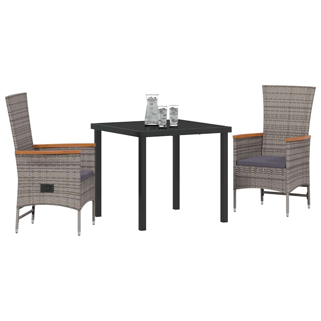 Ensemble de salle à manger pour jardin avec coussin 3 pcs Gris - XIOS