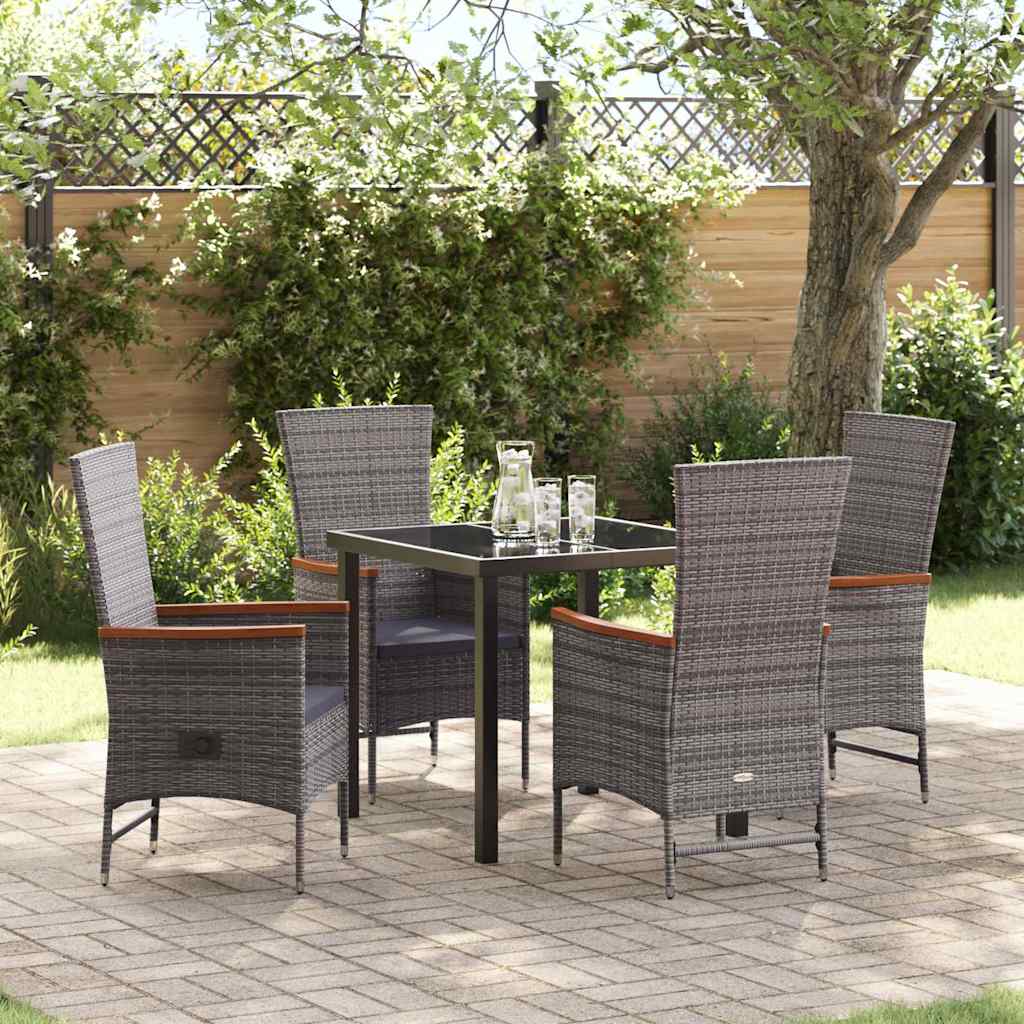 Ensemble de salle à manger pour jardin avec coussin 5 pcs Gris - XIOS