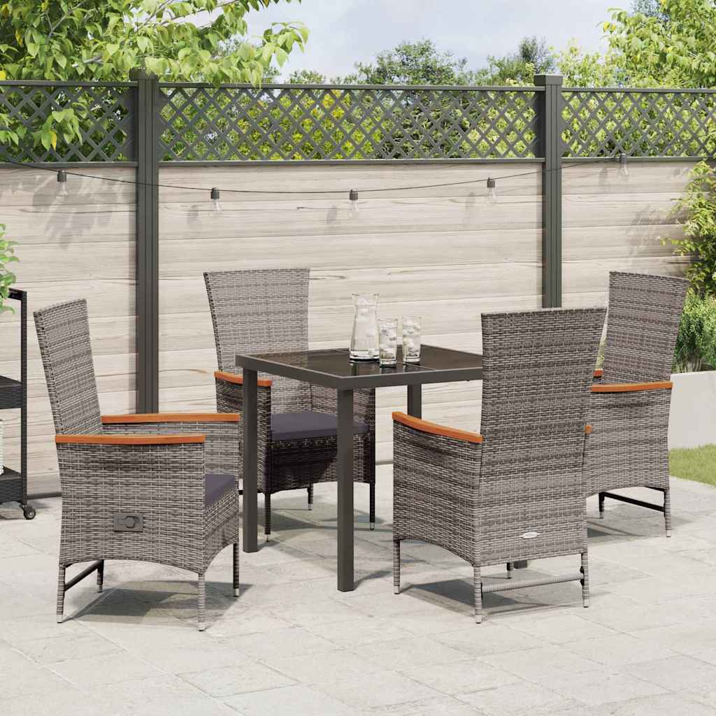Ensemble de salle à manger pour jardin avec coussin 5 pcs Gris - XIOS