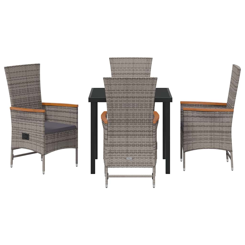 Ensemble de salle à manger pour jardin avec coussin 5 pcs Gris - XIOS