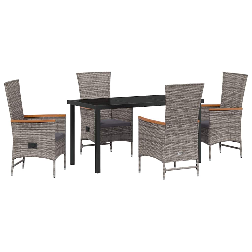 Ensemble de salle à manger pour jardin avec coussin 5 pcs Gris - XIOS