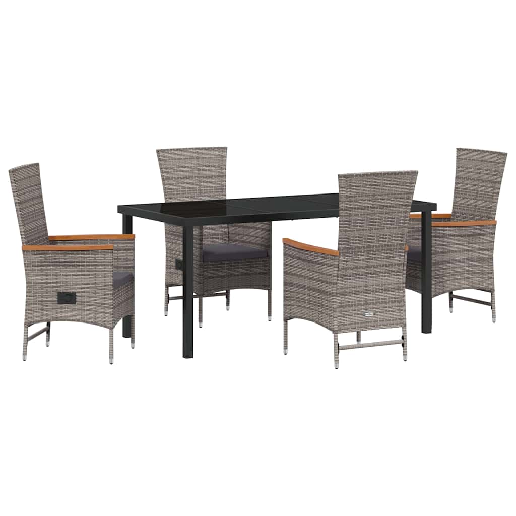 Ensemble de salle à manger pour jardin avec coussin 5 pcs Gris - XIOS