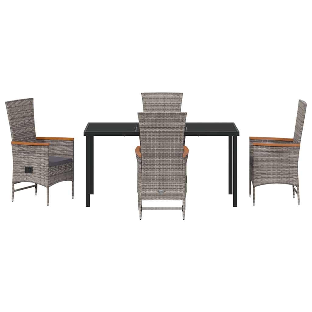 Ensemble de salle à manger pour jardin avec coussin 5 pcs Gris - XIOS