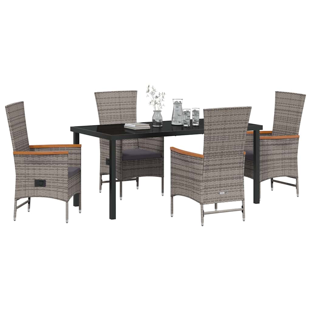 Ensemble de salle à manger pour jardin avec coussin 5 pcs Gris - XIOS