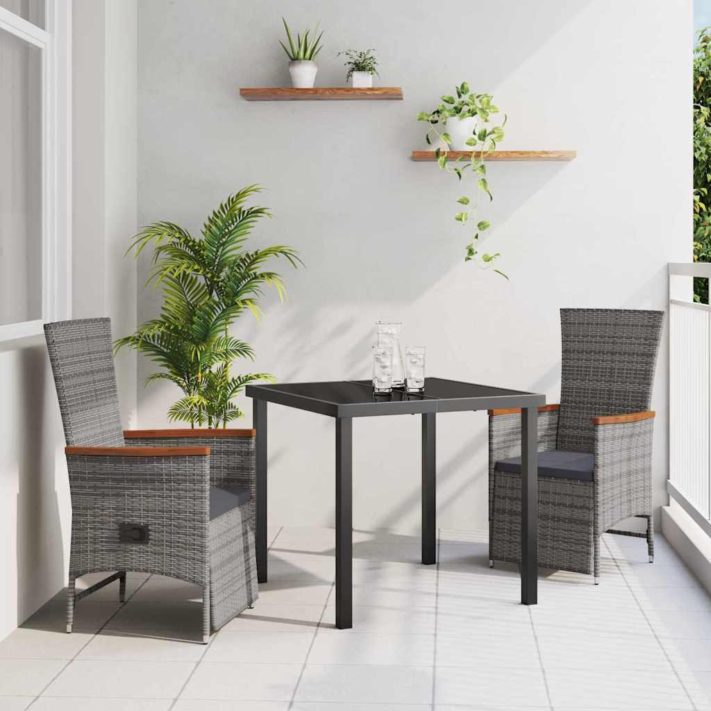 Ensemble de salle à manger pour jardin 3 pcs Gris polyrotin - XIOS