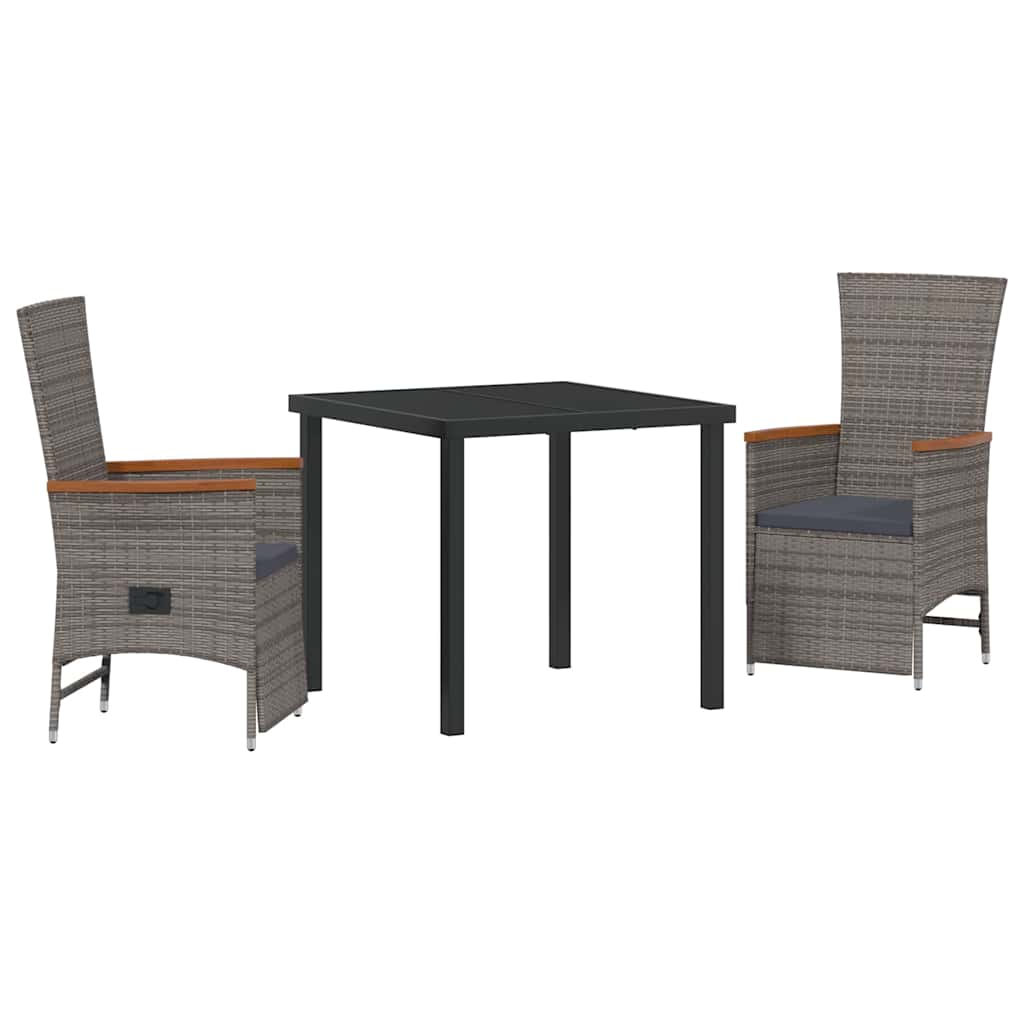 Ensemble de salle à manger pour jardin 3 pcs Gris polyrotin - XIOS