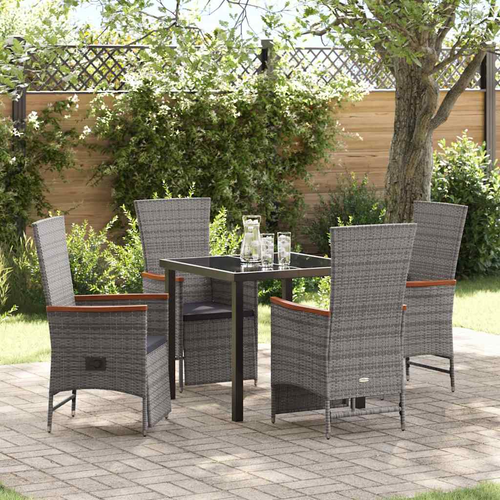 Ensemble de salle à manger pour jardin 5 pcs Gris polyrotin - XIOS