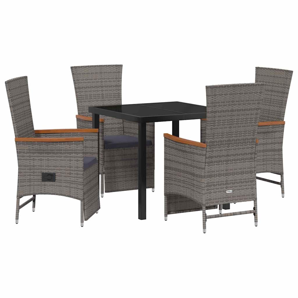 Ensemble de salle à manger pour jardin 5 pcs Gris polyrotin - XIOS