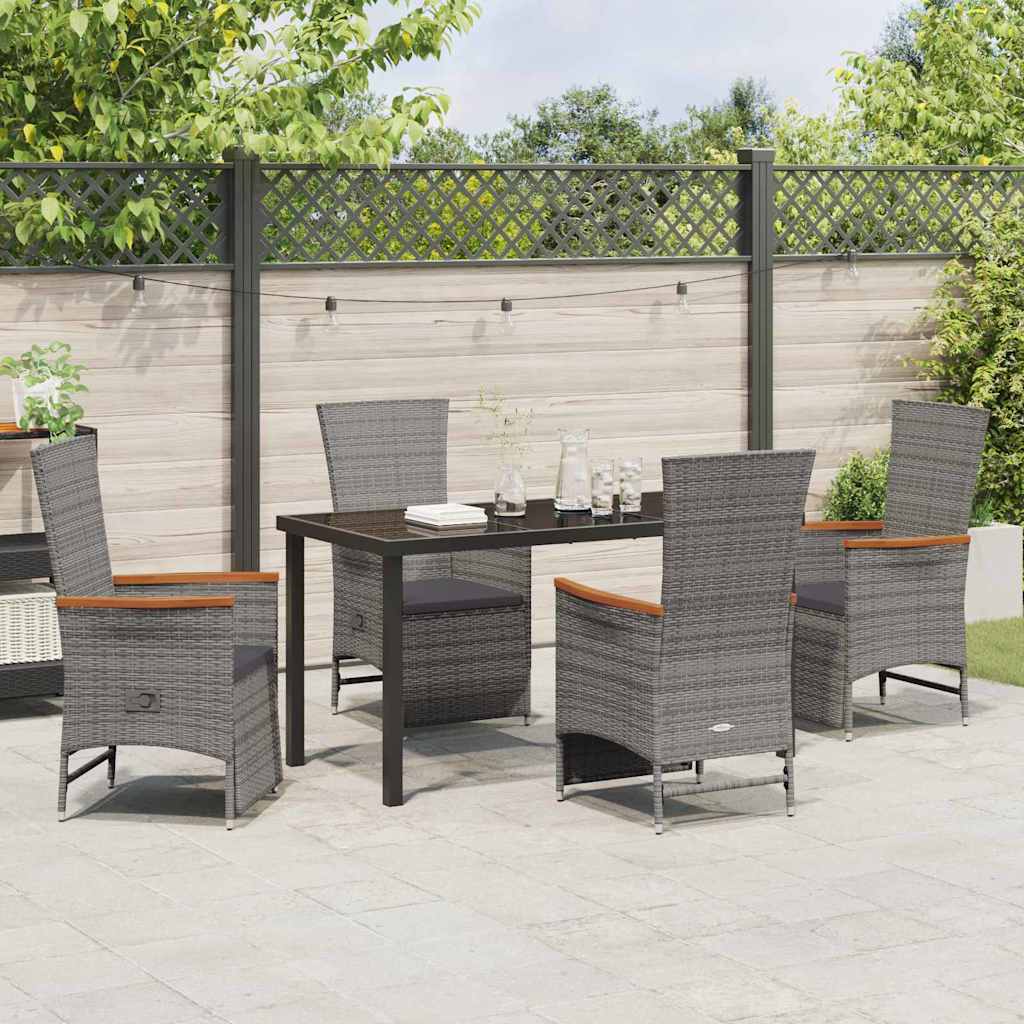 Ensemble de salle à manger pour jardin 5 pcs Gris polyrotin - XIOS